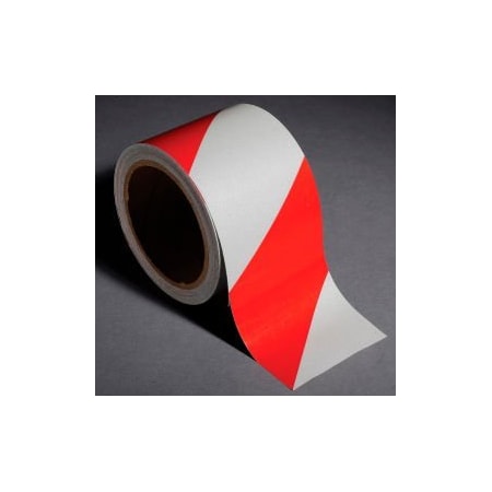 Top Tape And Label INCOM Safety Tape Reflective Striped Red/White, 3"W x 30'L, 1 Roll RST137